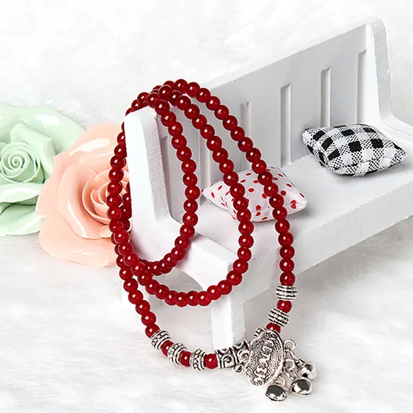 Red Agate Beaded Bracelet