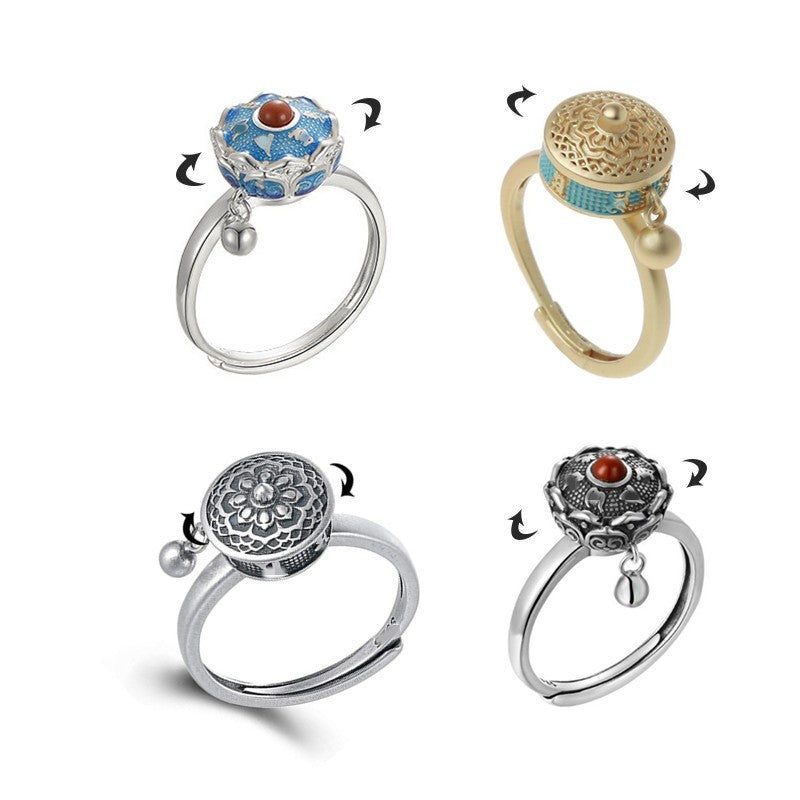 Vintage Enamel Mantra Spinner Ring