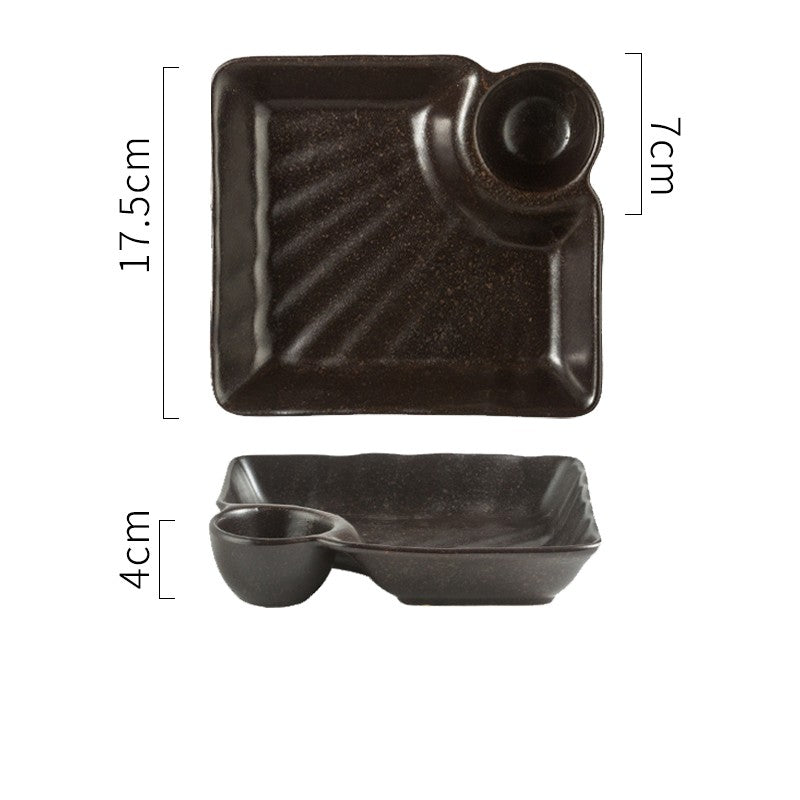Ceramic Dumpling Plate with Sauce Dish