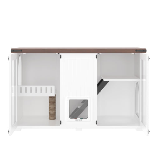 Hidden Litter Box Furniture with Cat Tree