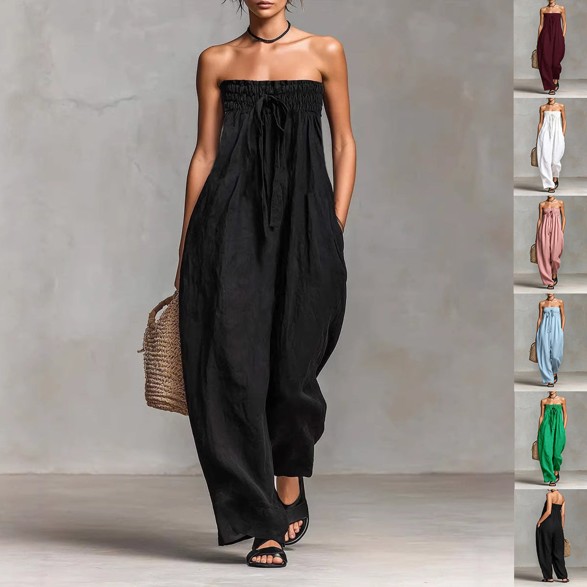 Strapless Ruched Jumpsuit
