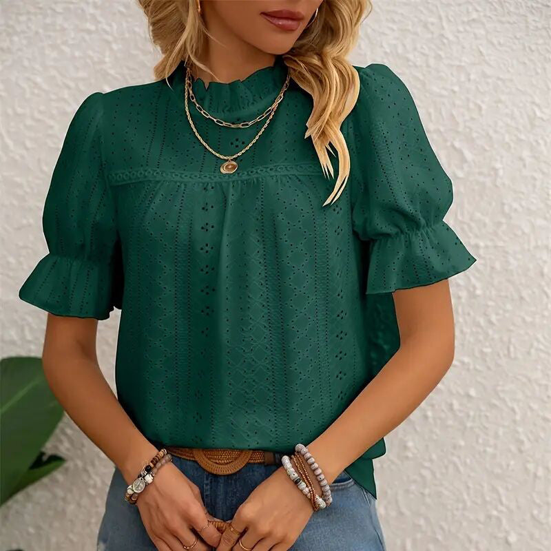 Ruffle-Sleeve Blouse