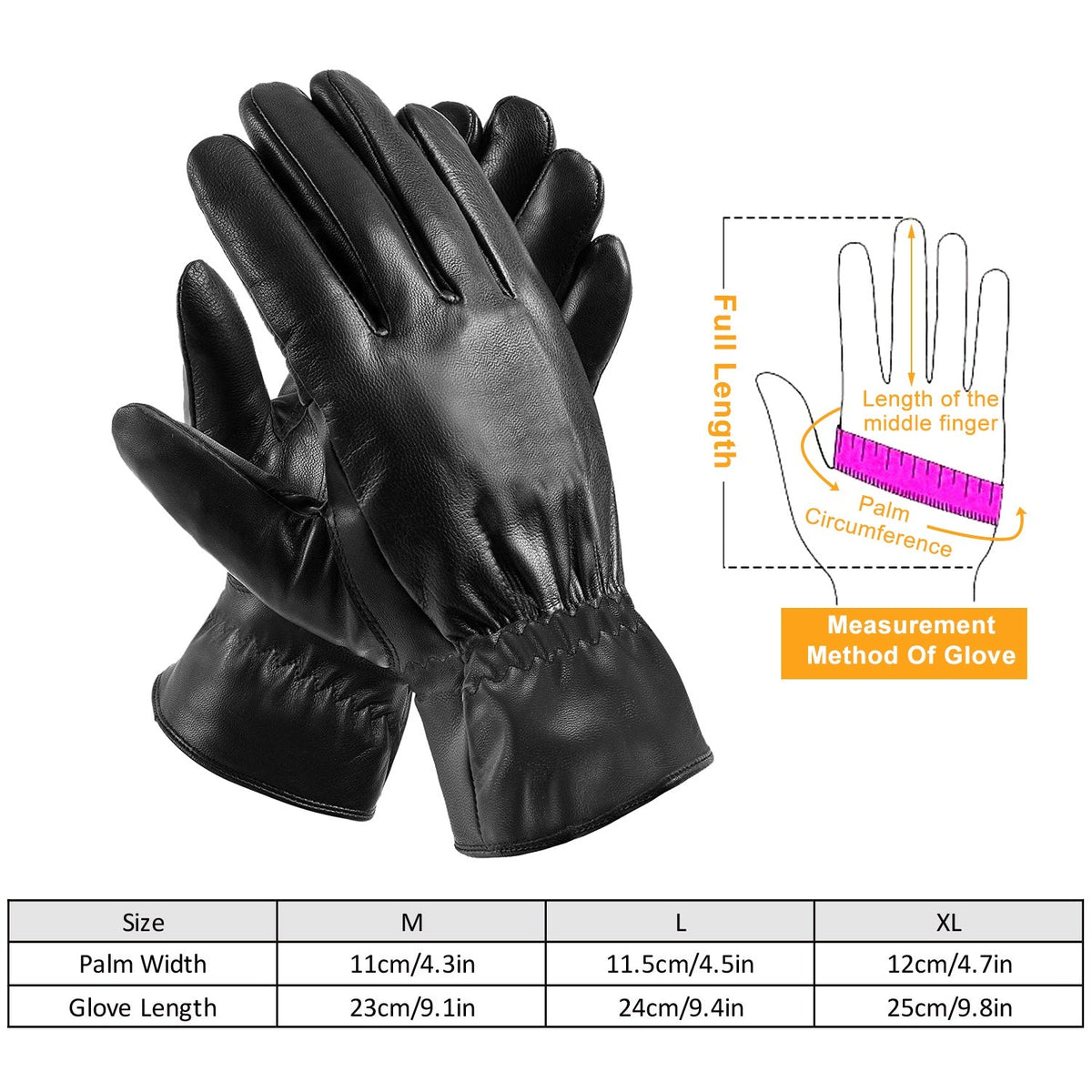 Faux Leather Winter Gloves