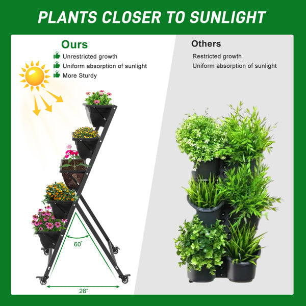 5-Tier Vertical Planter with Wheels