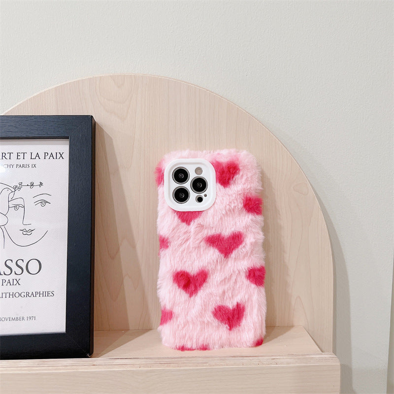 Fluffy Heart Plush Phone Case