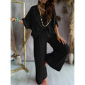V-Neck Top & Wide-Leg Pants Lounge Set