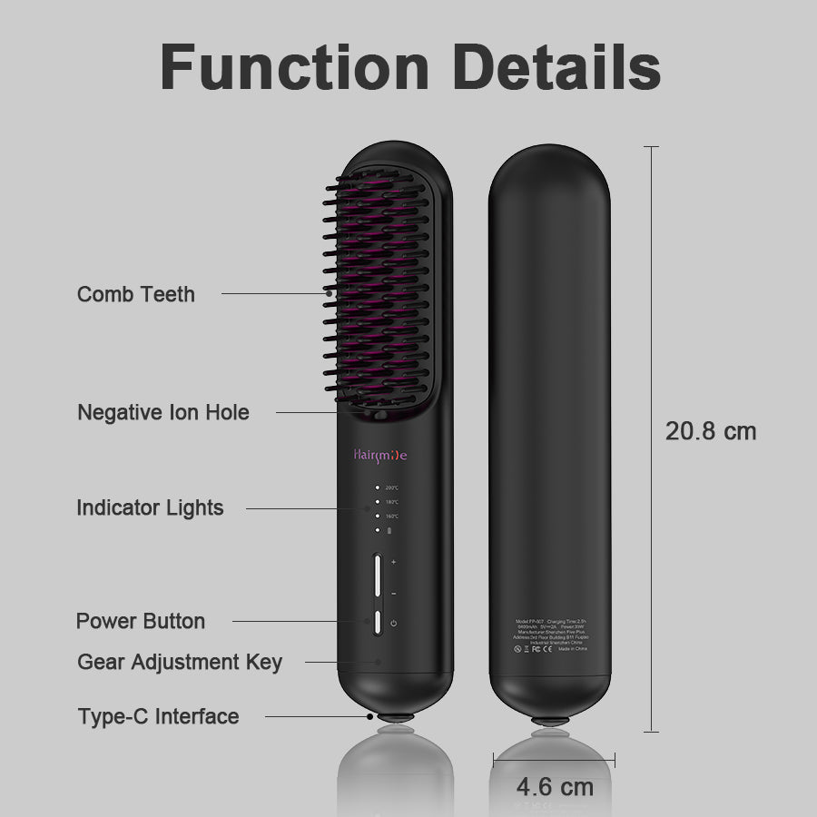 Cordless Beard & Hair Straightening Brush
