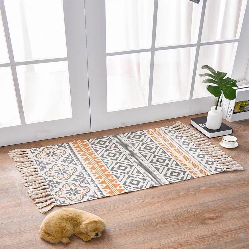 Woven Cotton & Linen Accent Rug