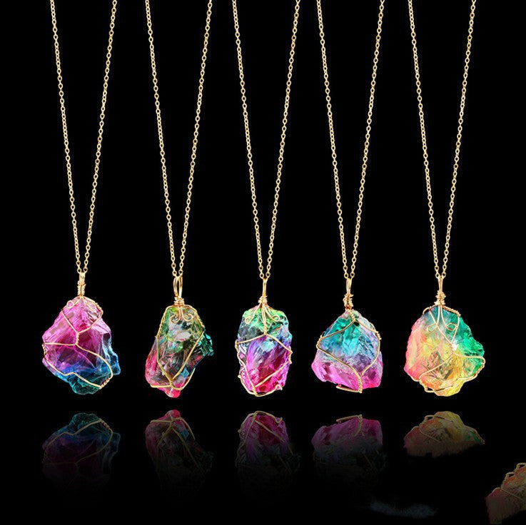 Rainbow Raw Crystal Pendant