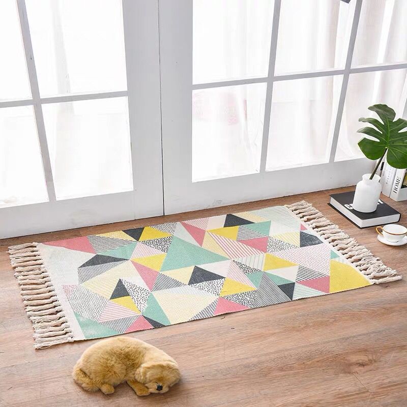 Woven Cotton & Linen Accent Rug
