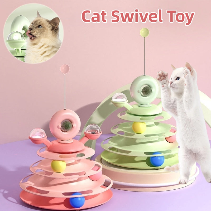 4-Level Cat Ball Track Tower