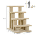 4-Step Carpeted Cat Stairs with Scratching Posts
