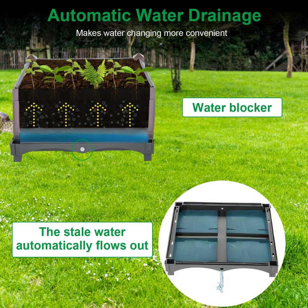 Self-Watering Raised Planter Box