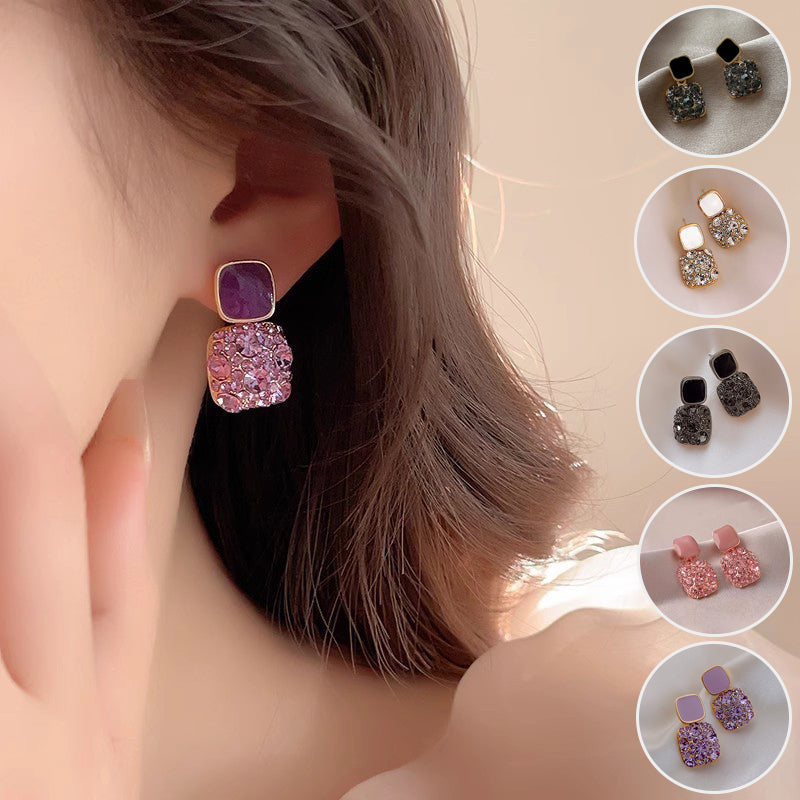 Rhinestone Cube Earrings