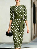 Women's Belted Midi Pencil Dress