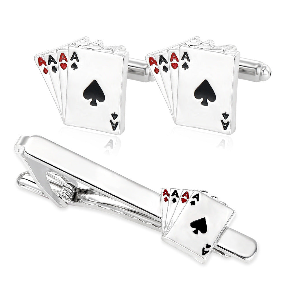 Playing Card Cufflinks & Tie Clip
