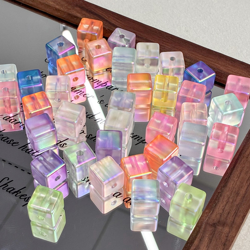 Iridescent Acrylic Cube Beads