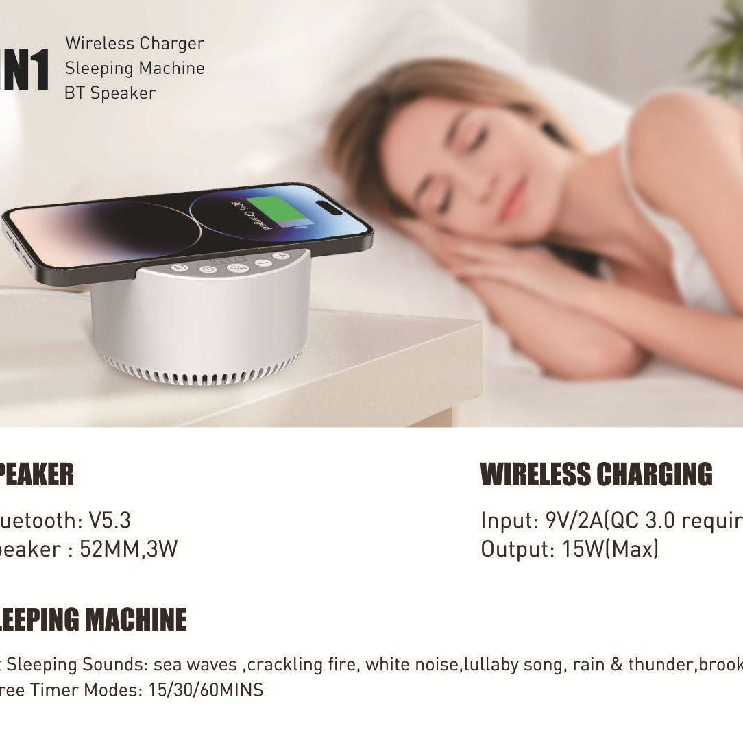 White Noise Speaker with Wireless Charger