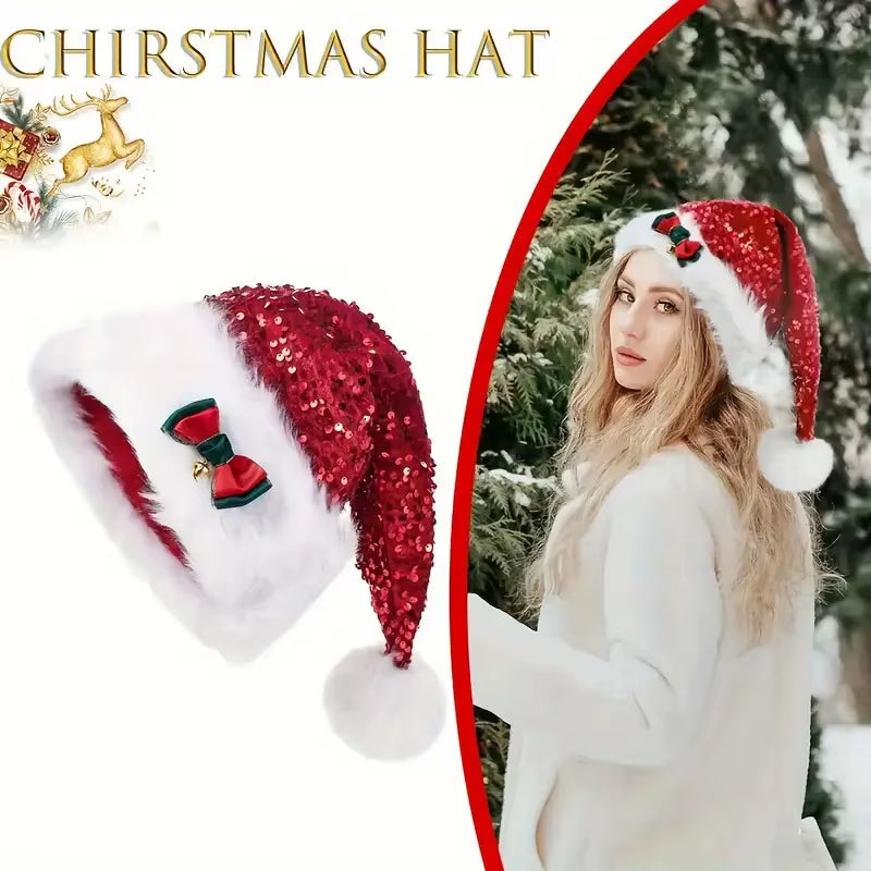 Sequin Plush Christmas Hat