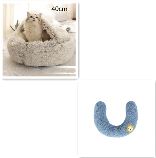 2-in-1 Plush Pet Bed & Cave