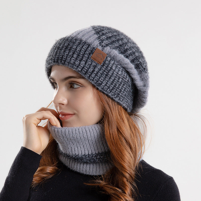 Knit Hat & Scarf Set with Earflaps