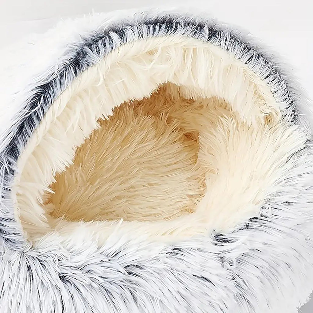 Hooded Plush Donut Cat Bed