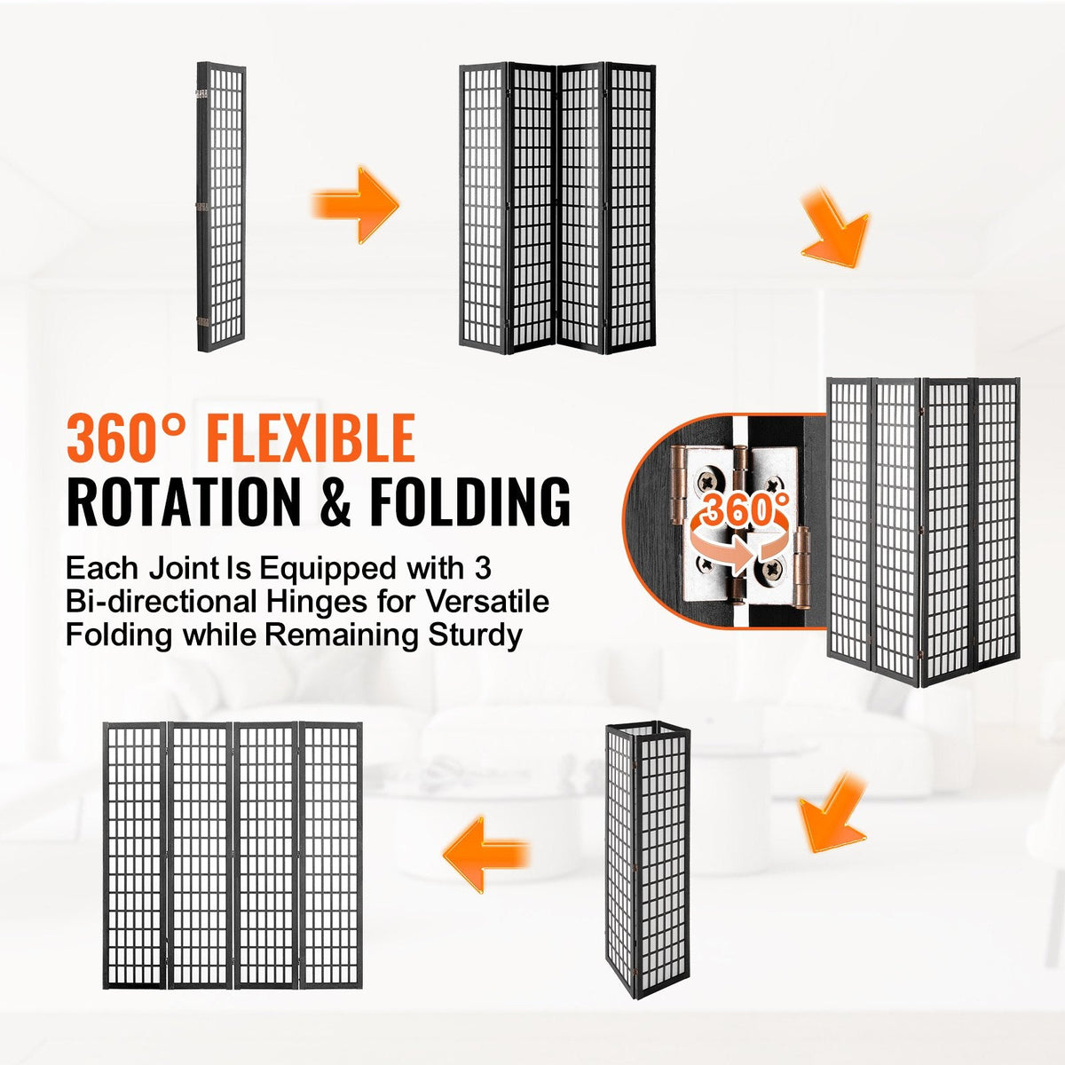 4-Panel Folding Room Divider