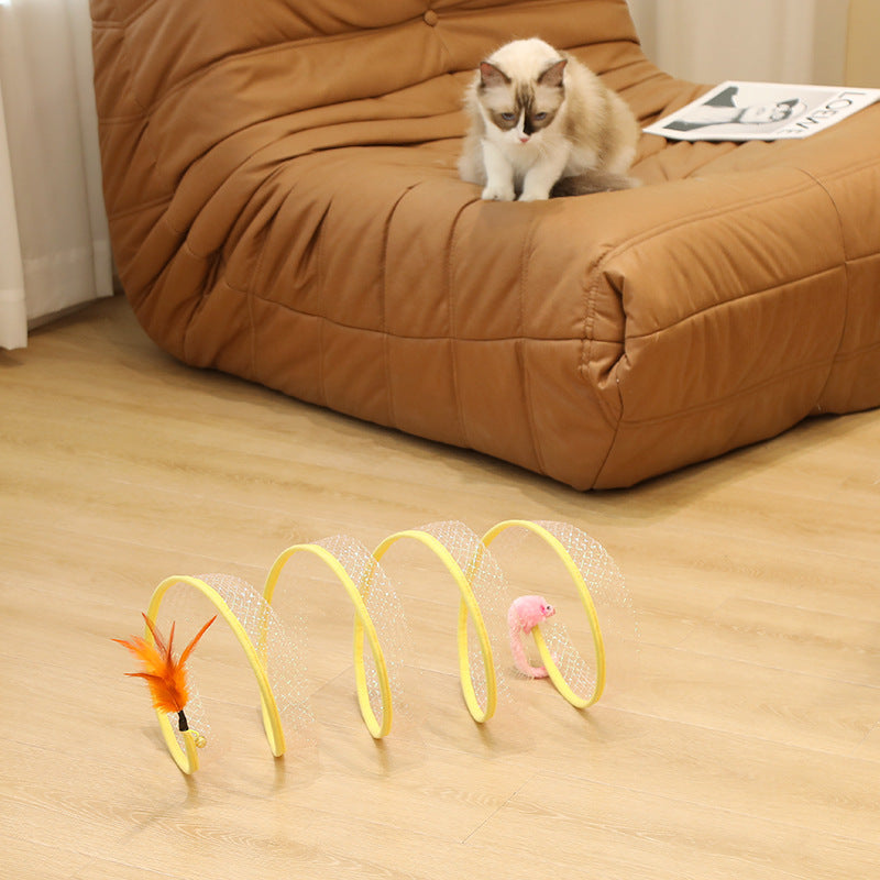 Foldable Cat Tunnel with Toys