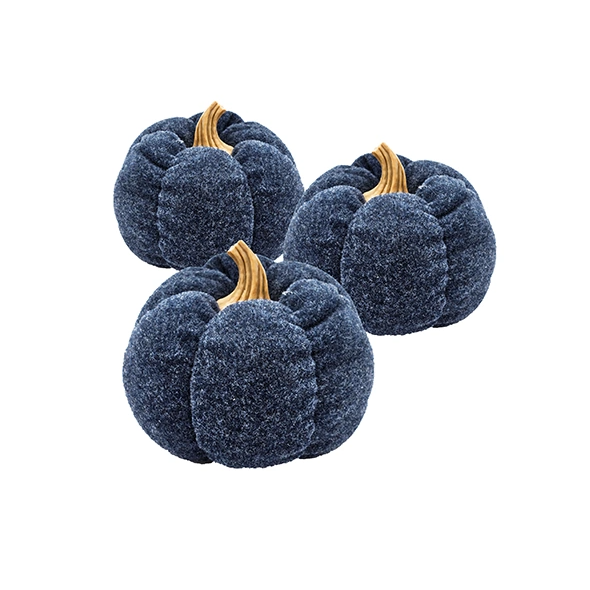 Blue Fabric Pumpkins (Set of 3)