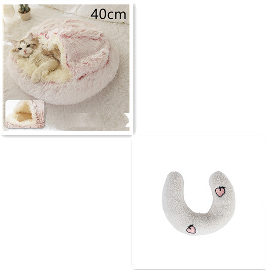2-in-1 Plush Pet Bed & Cave