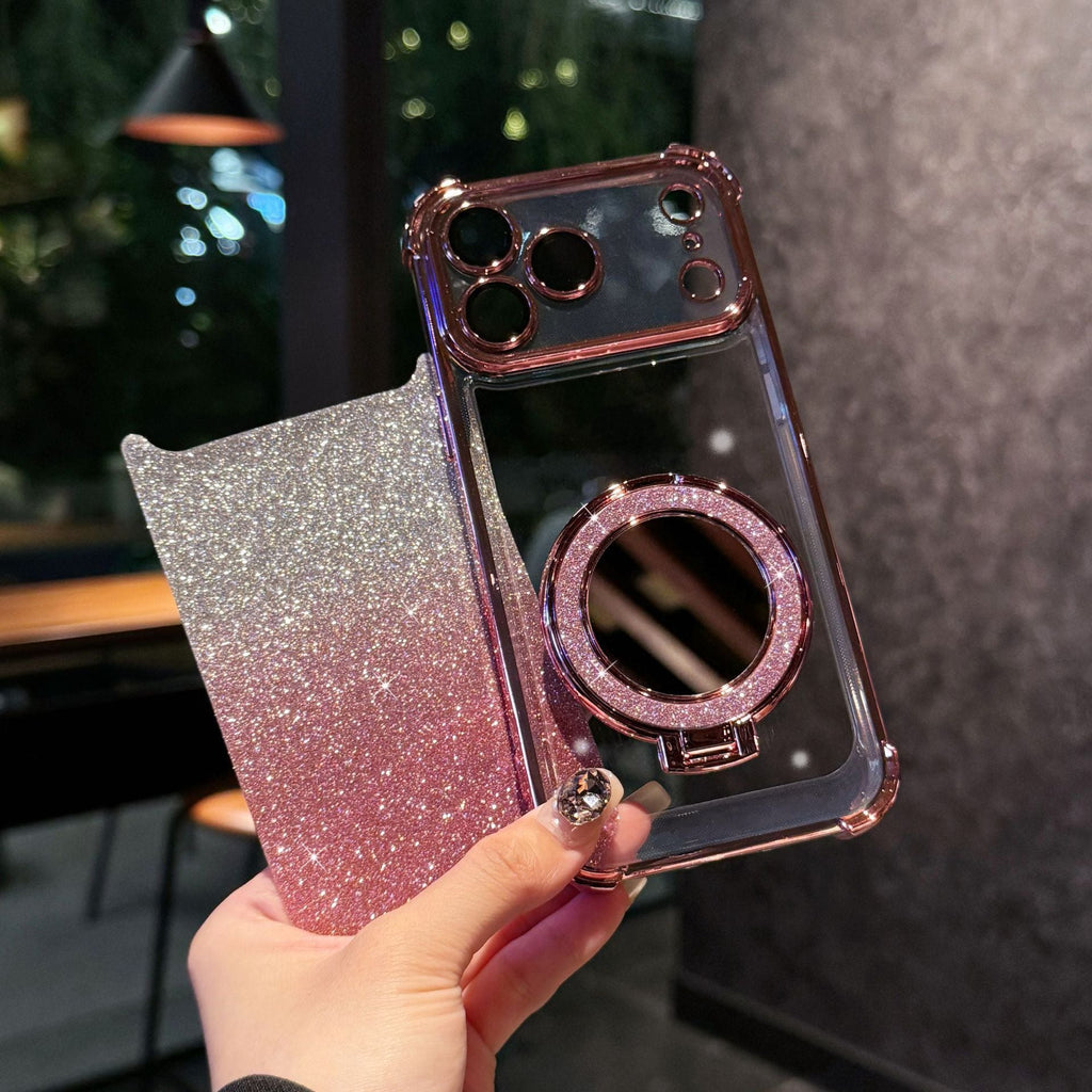 Glitter Mirror Magnetic Stand Case for iPhone 17