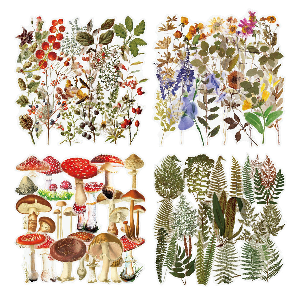 Vintage Mushroom & Flower Journal Stickers