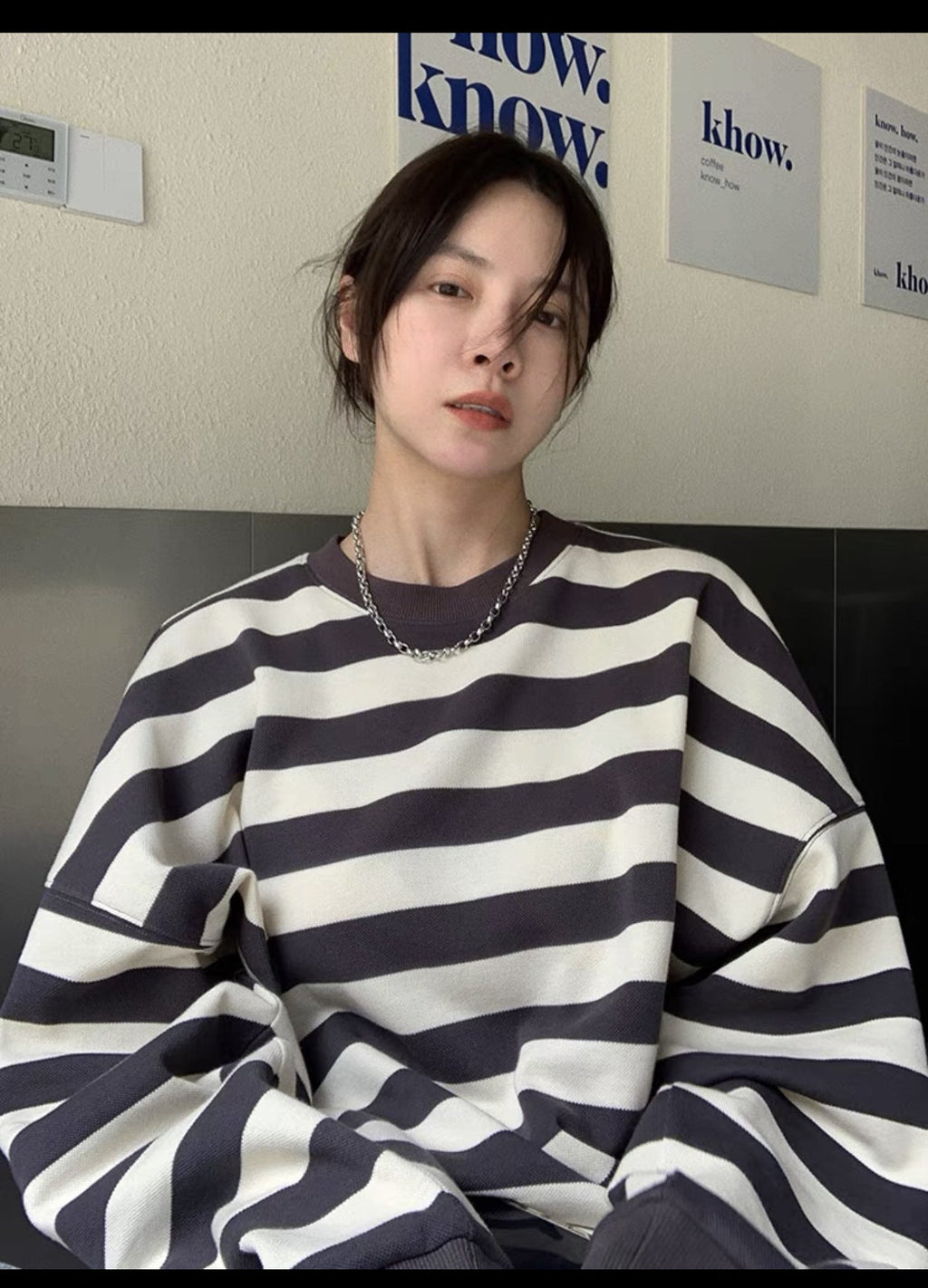 Women's Striped Cotton Sweatshirt
