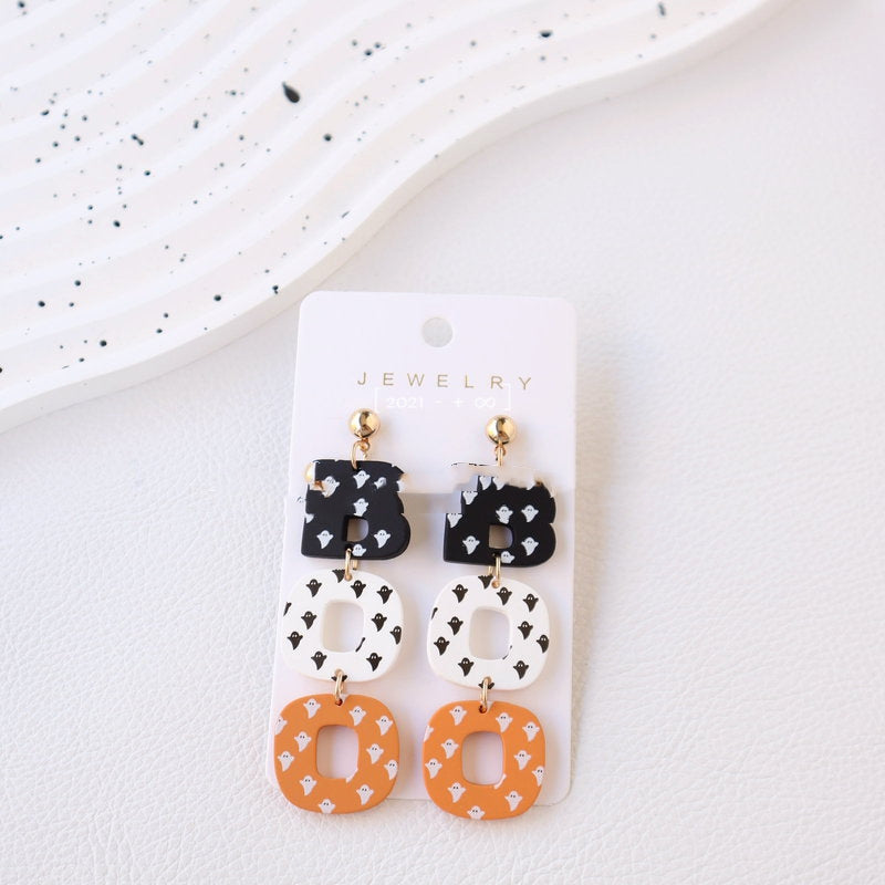 "Boo" Halloween Clay Earrings