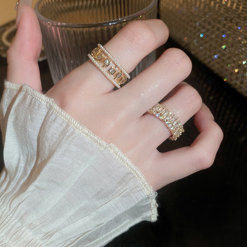Pearl & Zircon Open Ring