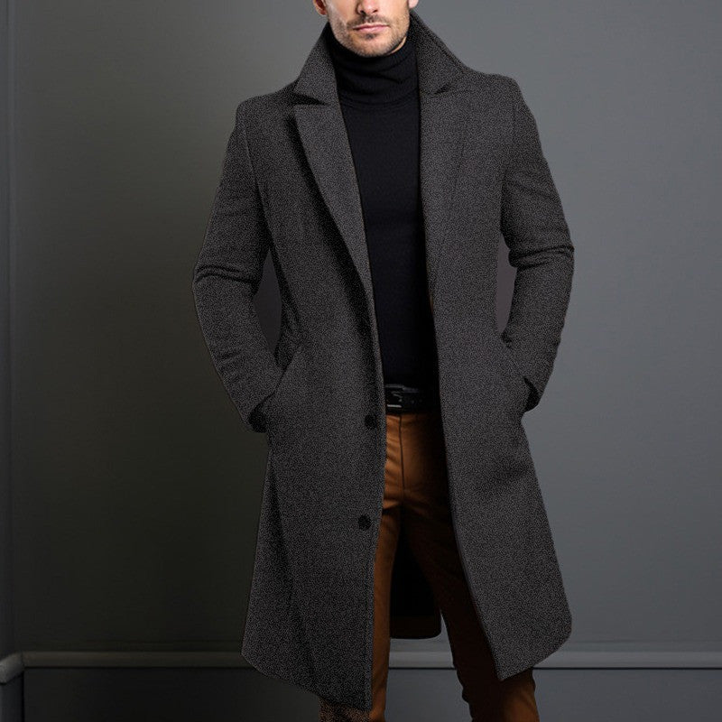 Men's Mid-Length Wool-Blend Overcoat