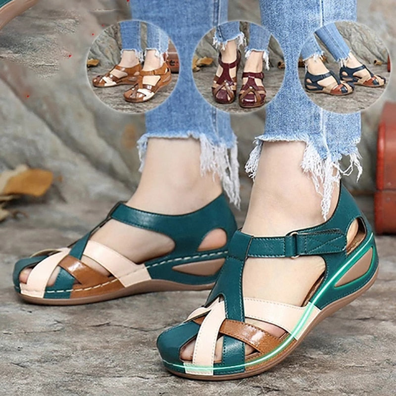 Women's Color-Block Wedge Sandals