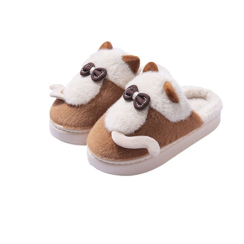 Fluffy Cat Platform Slippers