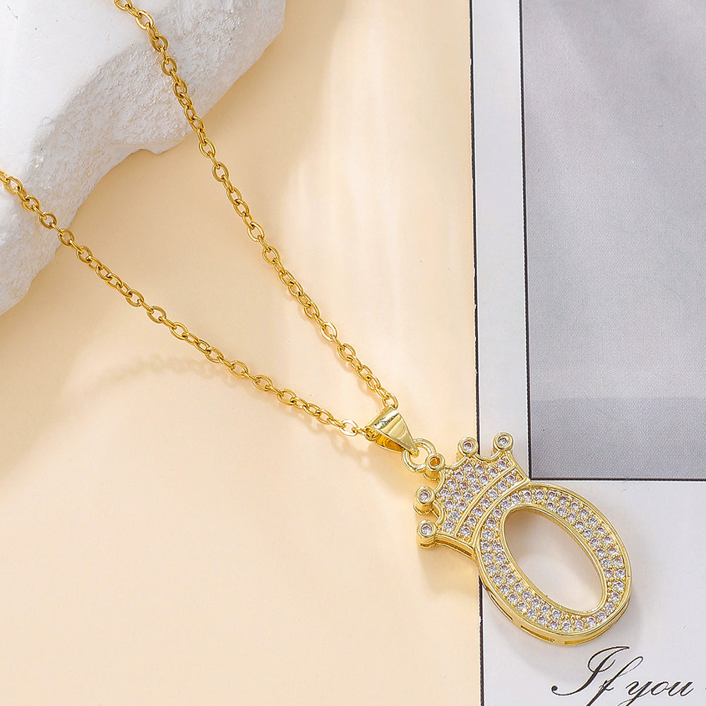 Crown Initial Pendant Necklace