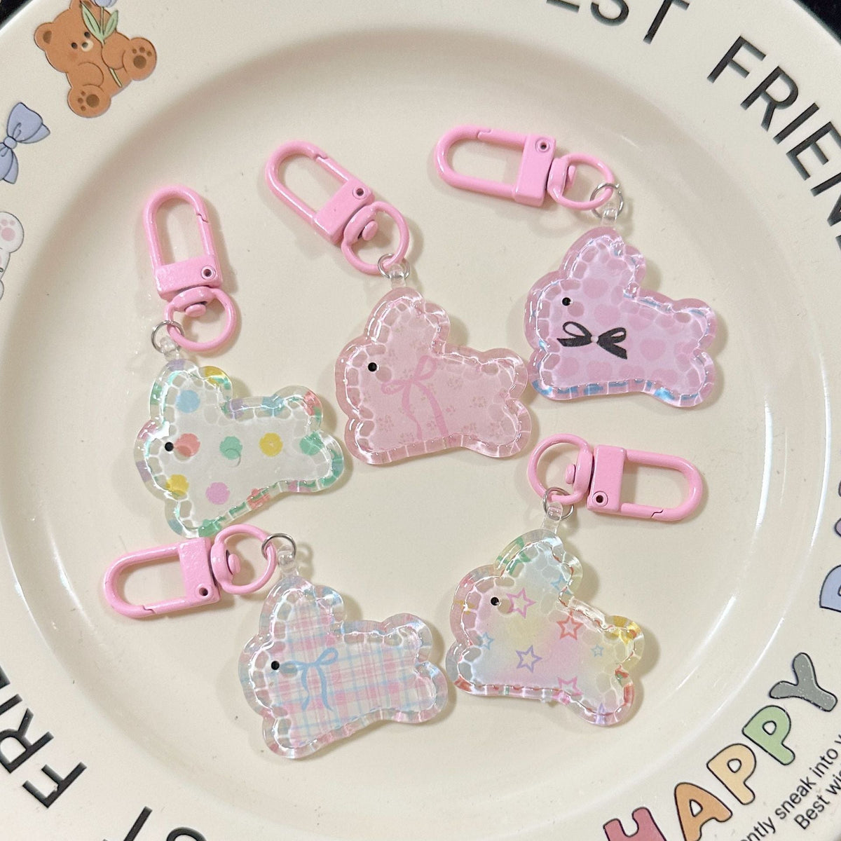 Clear Bunny Keychain