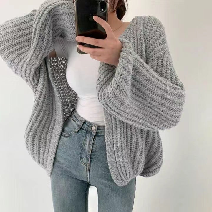 Women's Balloon-Sleeve Knit Cardigan