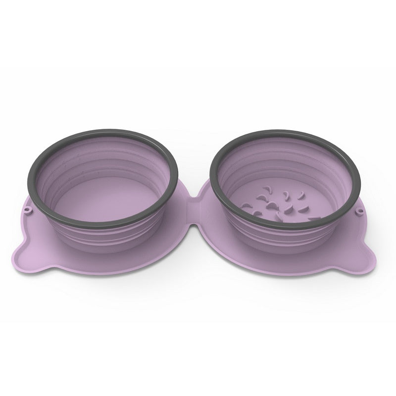 Foldable Silicone Double Pet Bowl