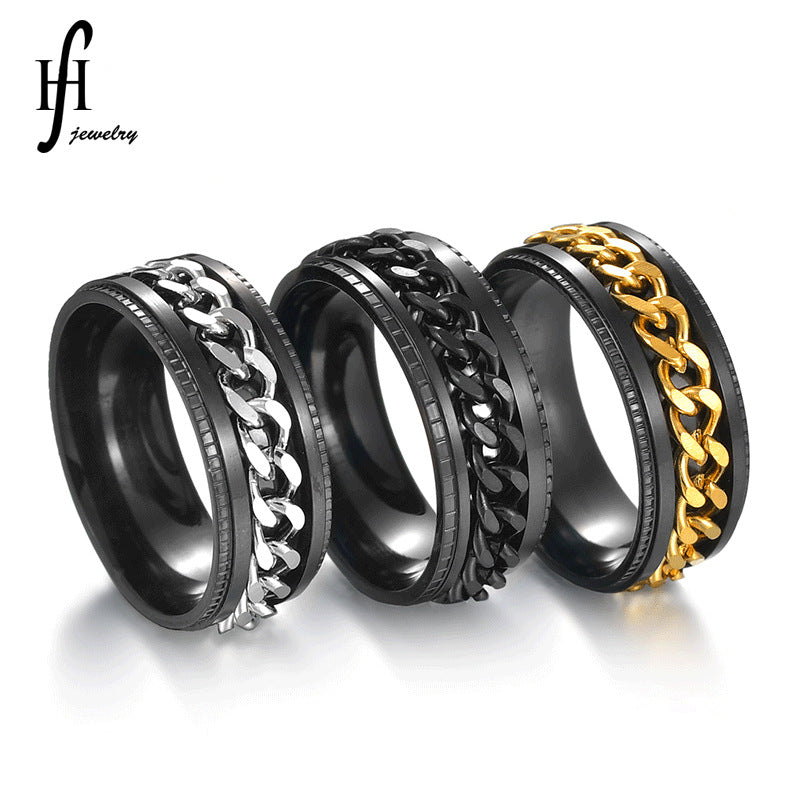 Men's Cuban Chain Spinner Ring