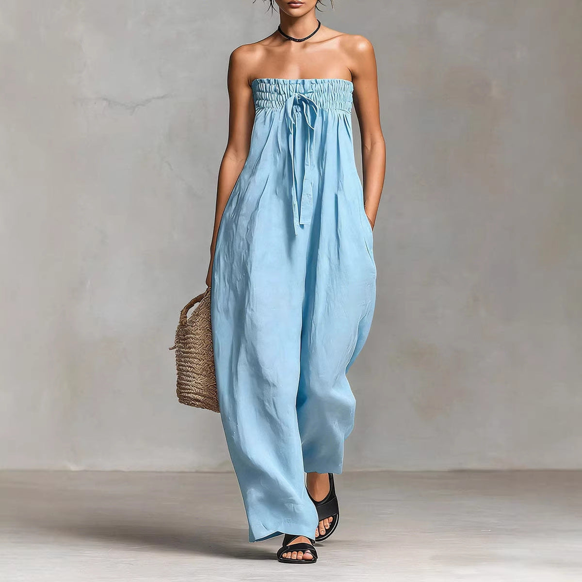 Strapless Ruched Jumpsuit