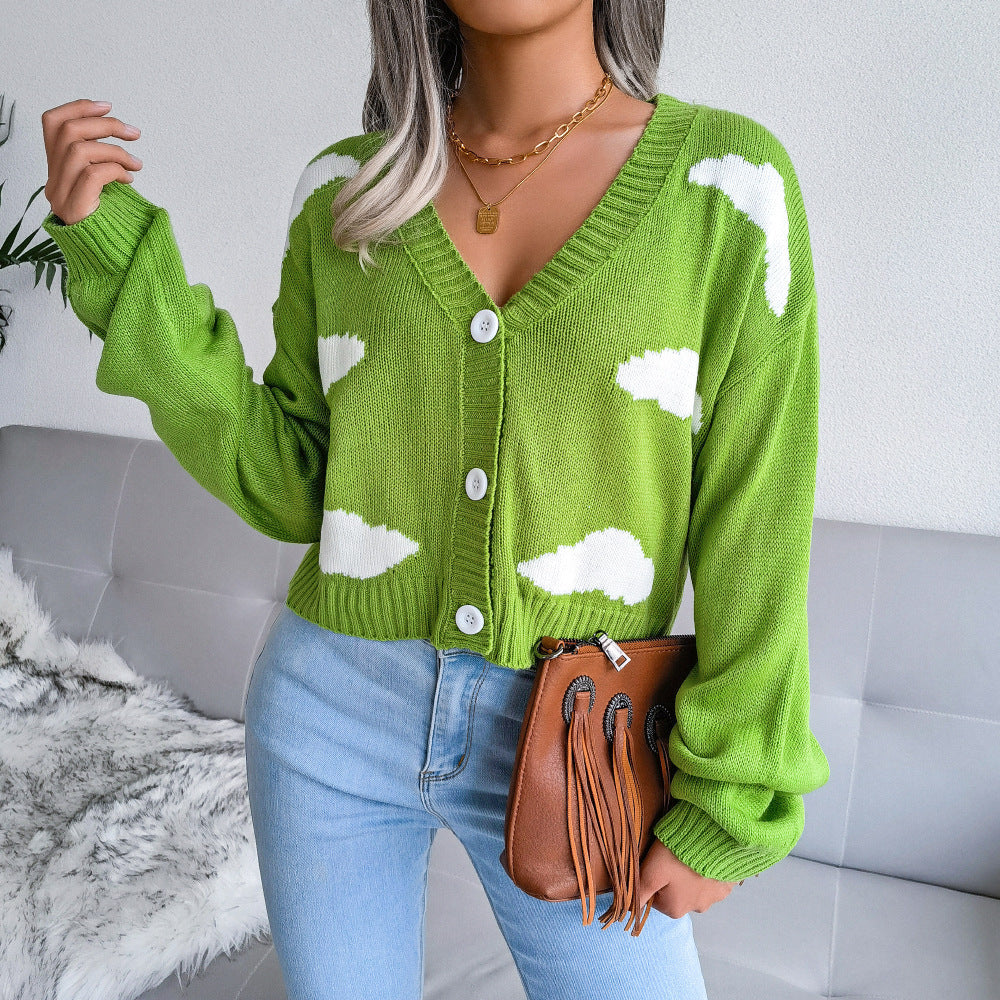 Cloud Pattern Knit Cardigan