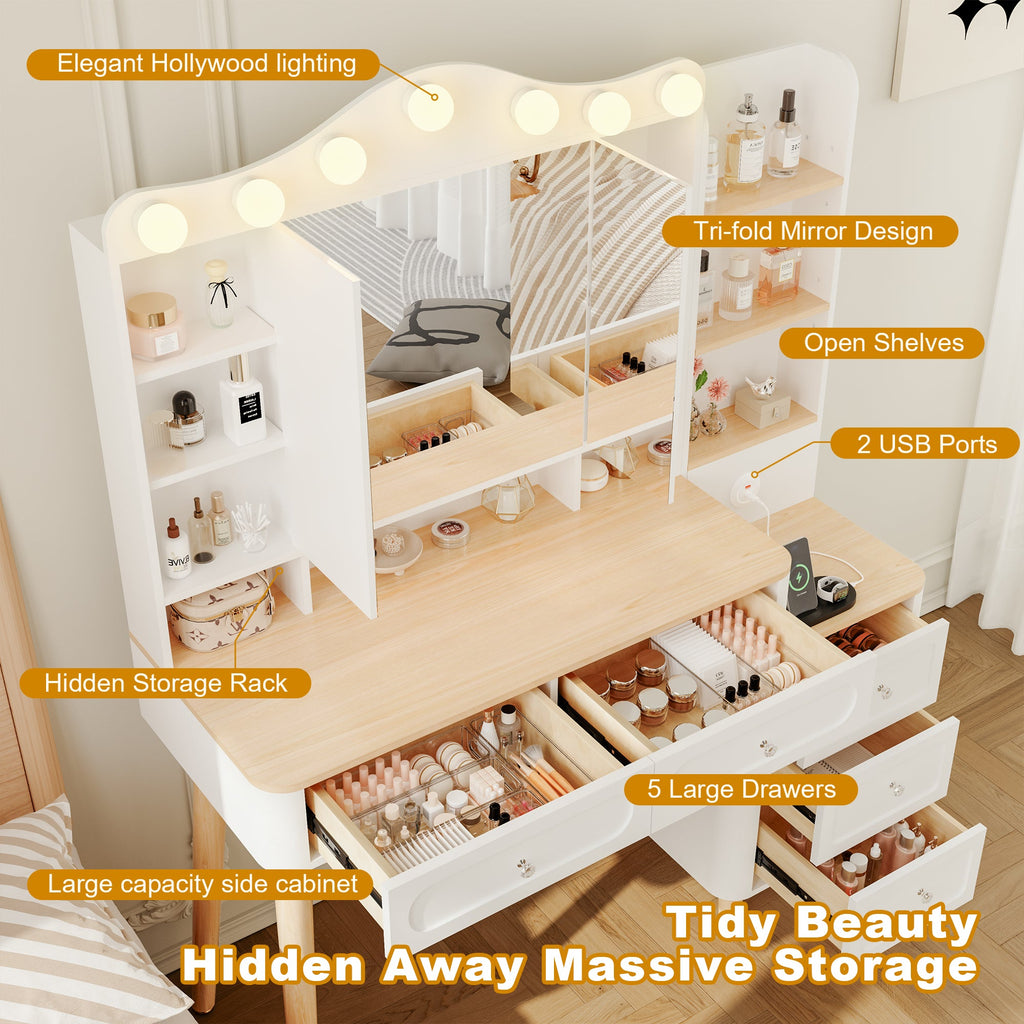 Makeup Vanity Desk with Lighted Mirror