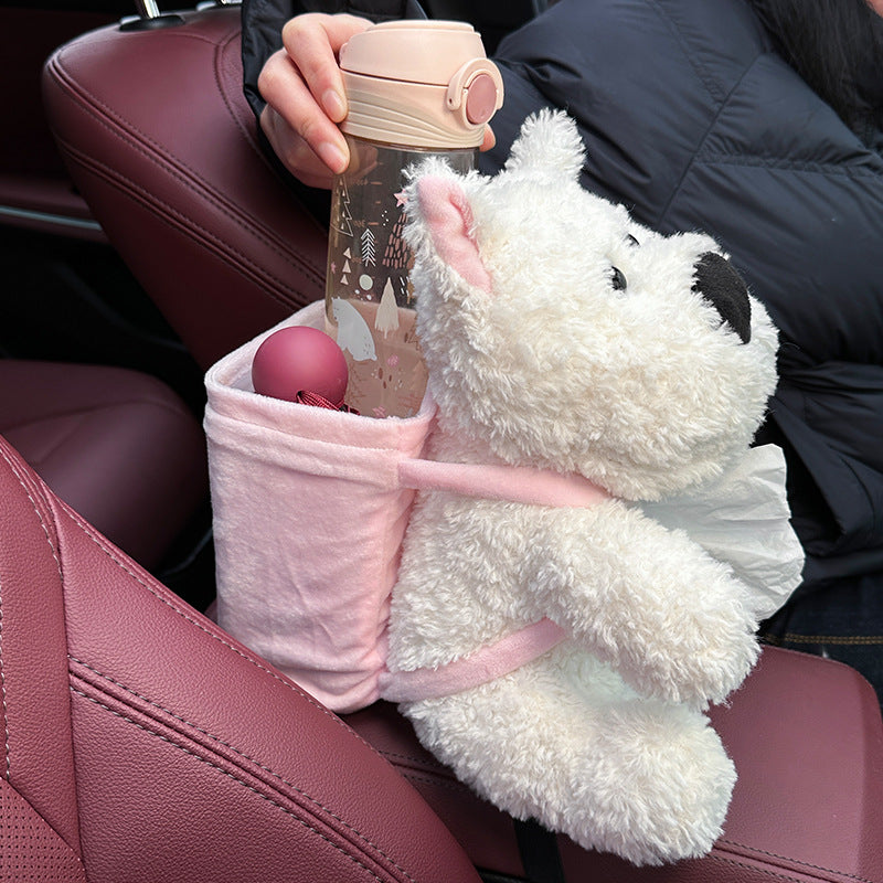 Plush Puppy Car Trash Bin