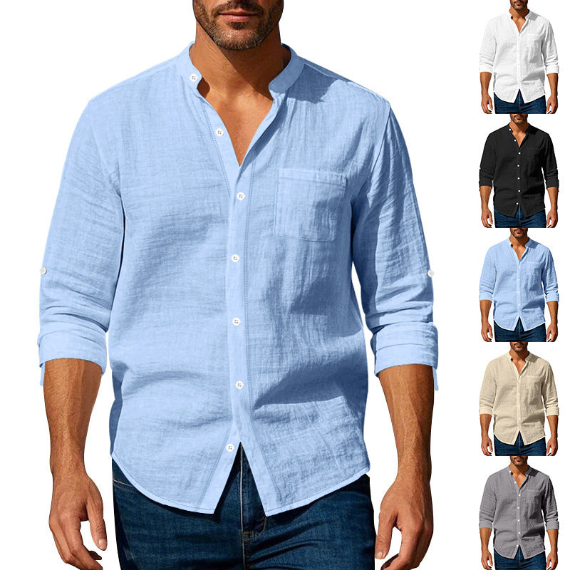 Men's Stand-Collar Shirt with Pockets