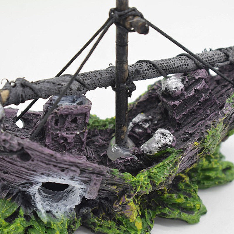 Mini Fishing Boat Aquarium Ornament
