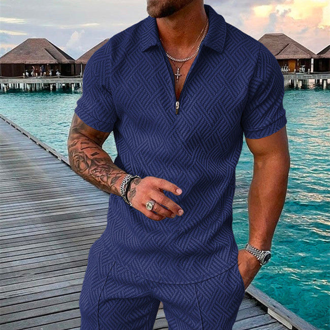 Men's Geometric Print Shirt Set